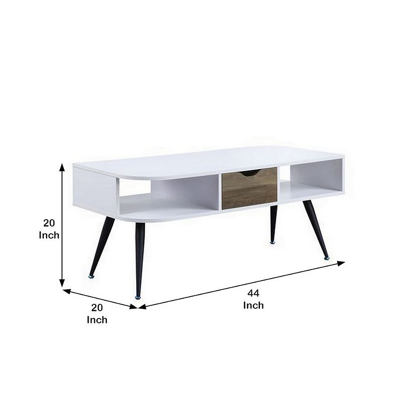 Coffee Table with Melamine Paper Veneer Top and 1 Drawer， White