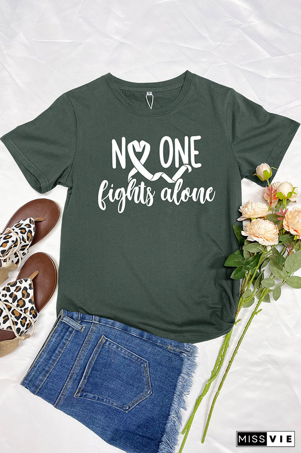 No One Fights Alone Graphic Tee Wholesale