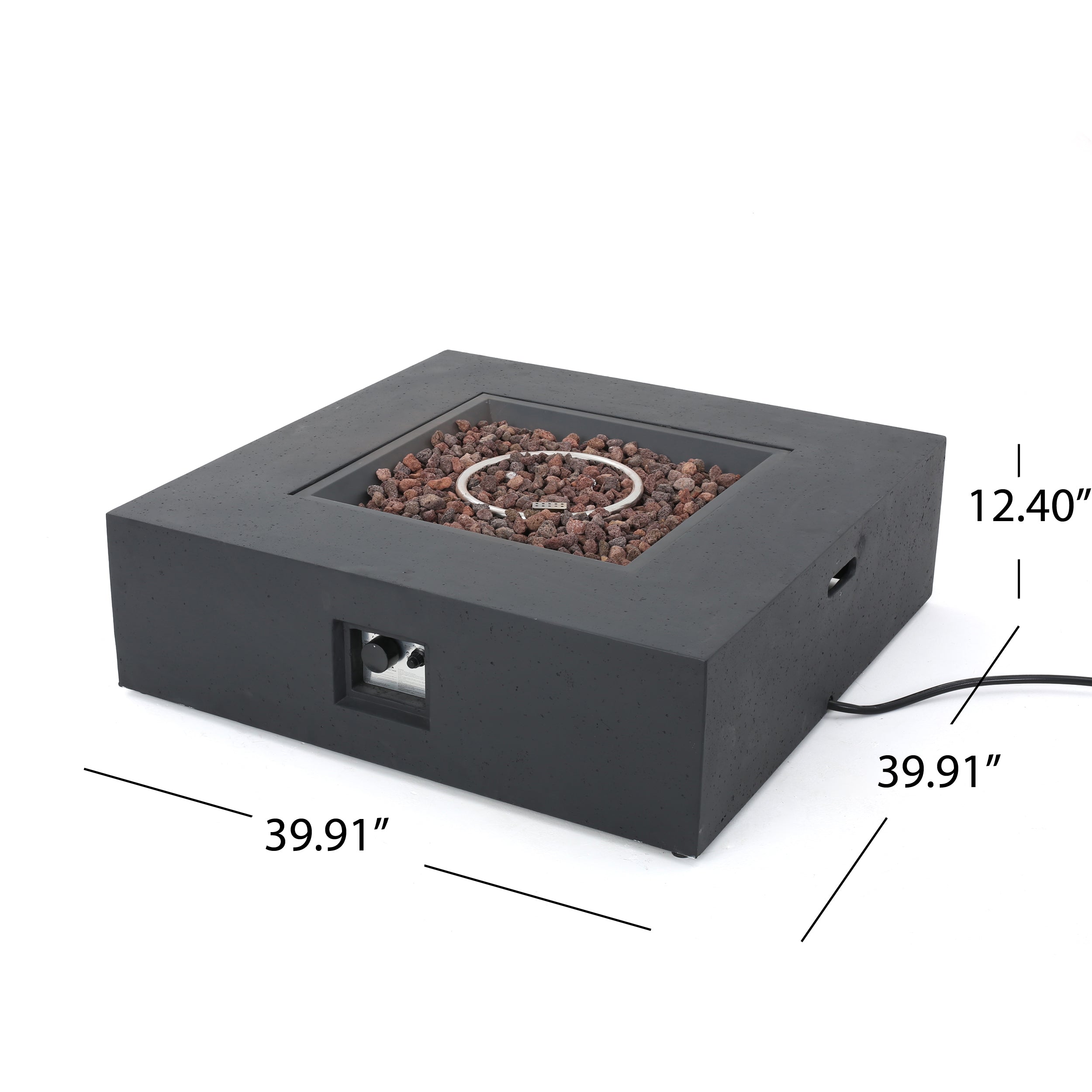 Hearth Outdoor 50,000 BTU Lightweight Concrete Square Fire Pit (No Tank Holder)