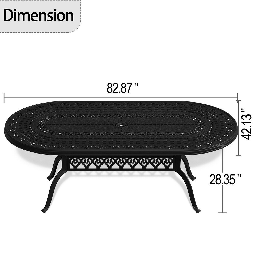 82.87 in. x 42.13 in. Cast Aluminum Patio Dining Oval Table for Balcony  Lawn  Garden  Backyard