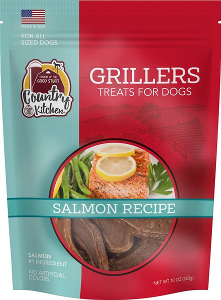 Country Kitchen Salmon Grillers Dog Treats， 10-oz bag