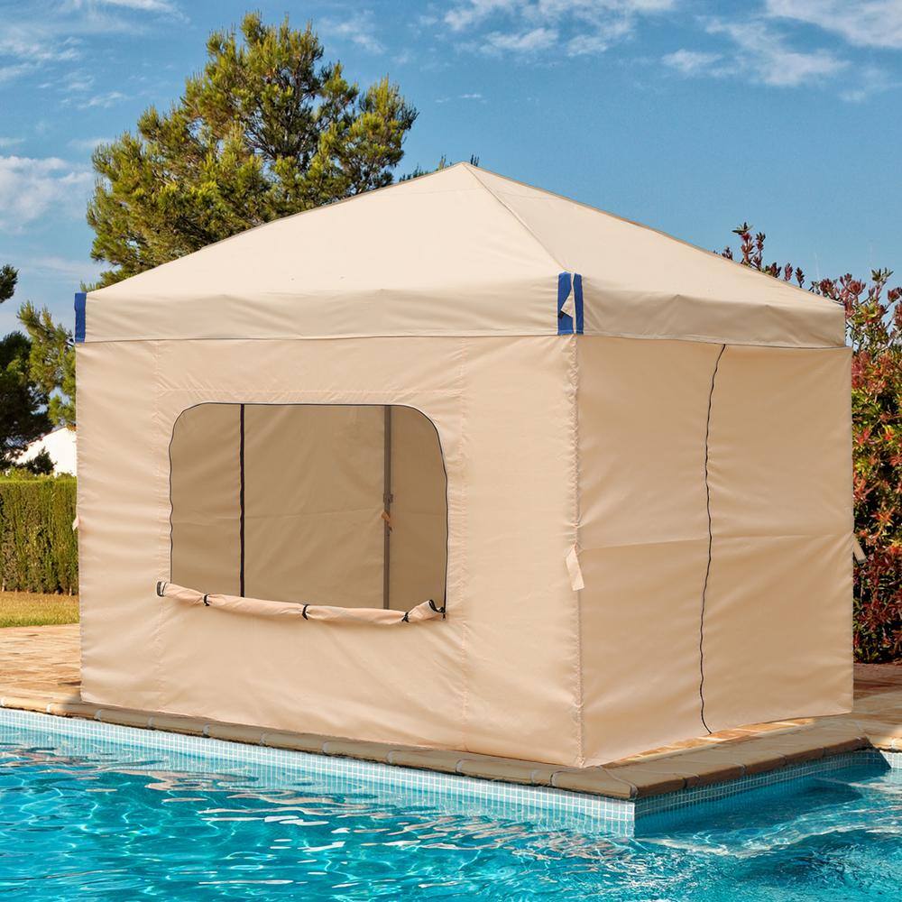 Aoodor 10 ft. x 10 ft. Pop Up Canopy Tent with Removable Sidewallwith Roller Bag-Brown 800-152-BR-C