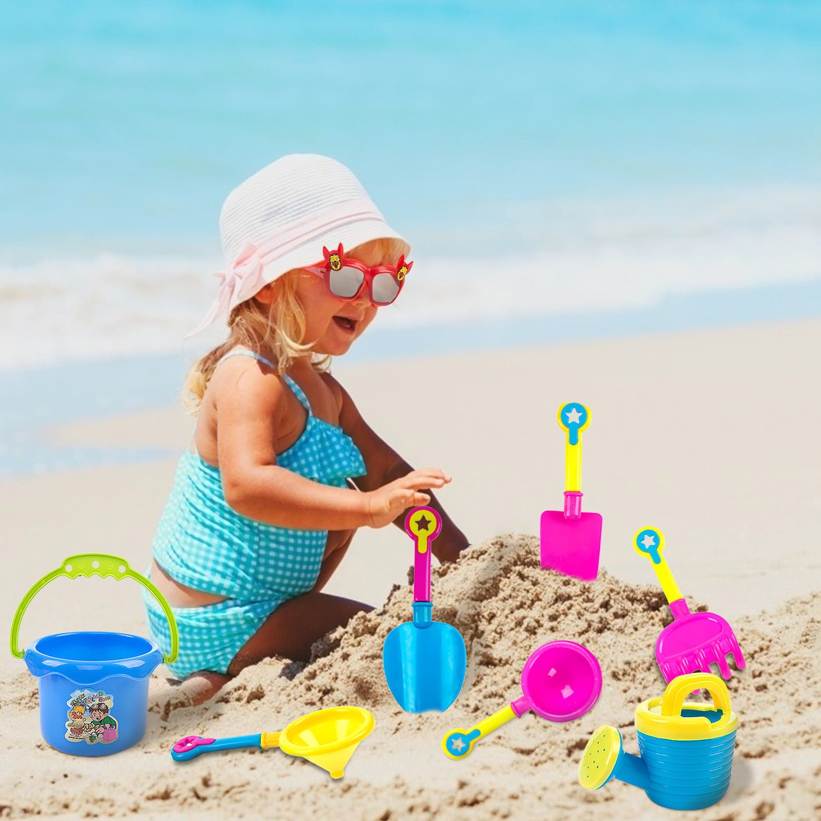 Fridja Sand Toys For Kids 24 Pcs Beach Sand Toys Set Includes Water Can, Bucket, Sand Shovel Tool Kits, Sandbox Toys for Toddlers Kids Outdoor Play