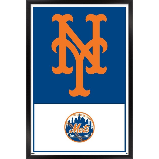 Trends International Mlb New York Mets Logo 22 Framed Wall Poster Prints