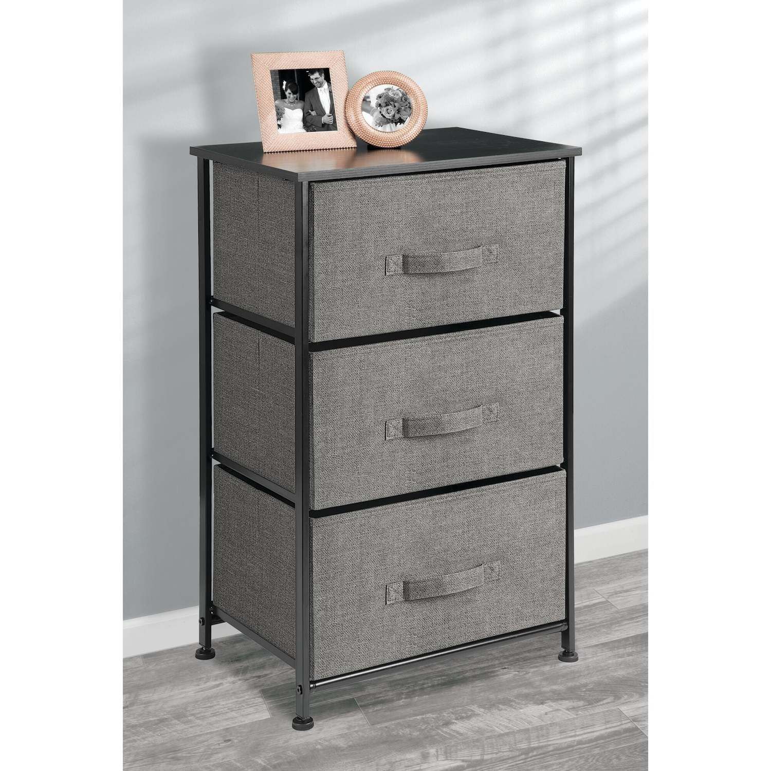 mDesign 3 Drawer Steel Frame Storage Dresser Furniture Unit