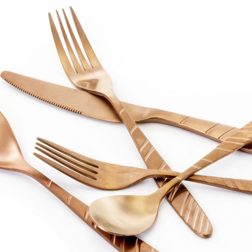 MegaChef La Vague 20-Piece Matte Rose Gold Stainless Steel Flatware Set (Service for 4) 985112467M