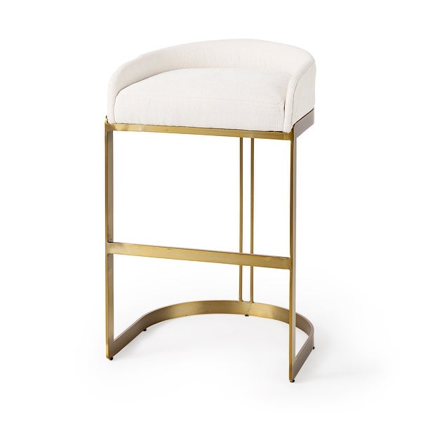 Hollyfield Cream Fabric Seat w/Gold Metal Base Counter Stool