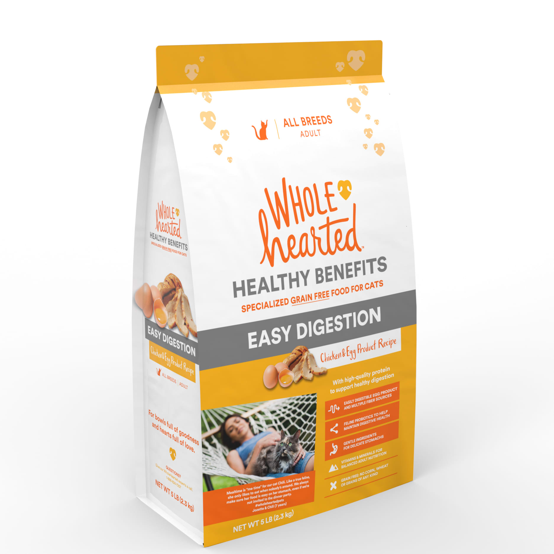 WholeHearted Healthy Digestion Chicken and Egg Product Recipe Dry Cat Food， 5 lbs.