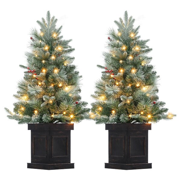 2 pcs 3 FT Christmas Tree，PreLit Christmas Tree with 78 BatteryOperated Warm White Lights