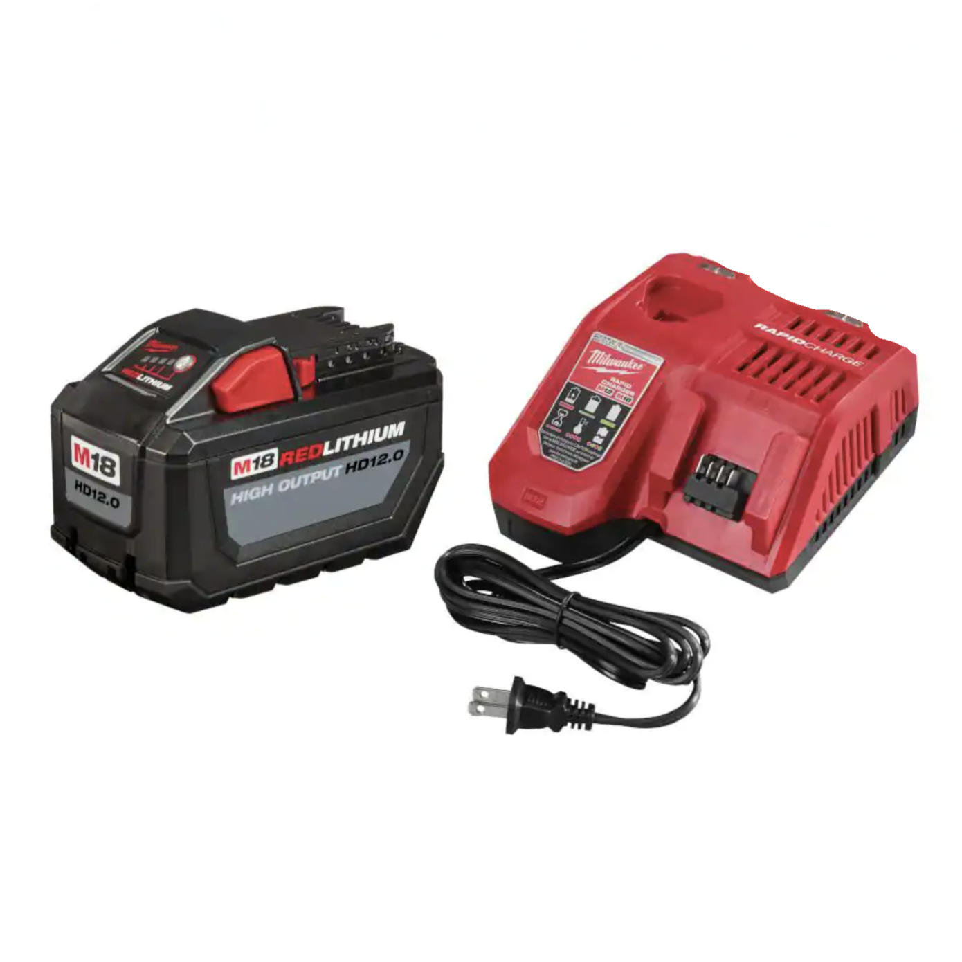 Milwaukee M18 18-Volt Lithium-Ion High Output Battery Pack 12.0 Ah and Rapid Charger Starter Kit (48-59-1200)