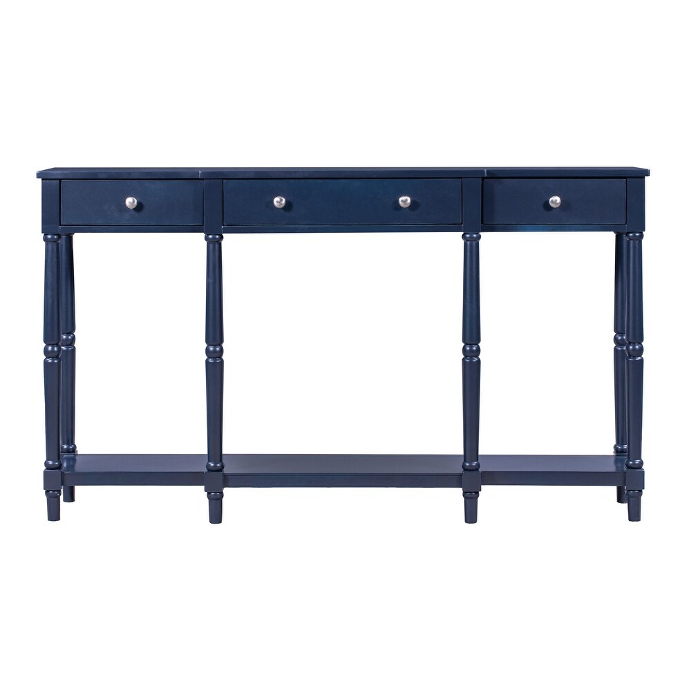 TiramisuBest Navy Blue Classic Solid Wood Console Table