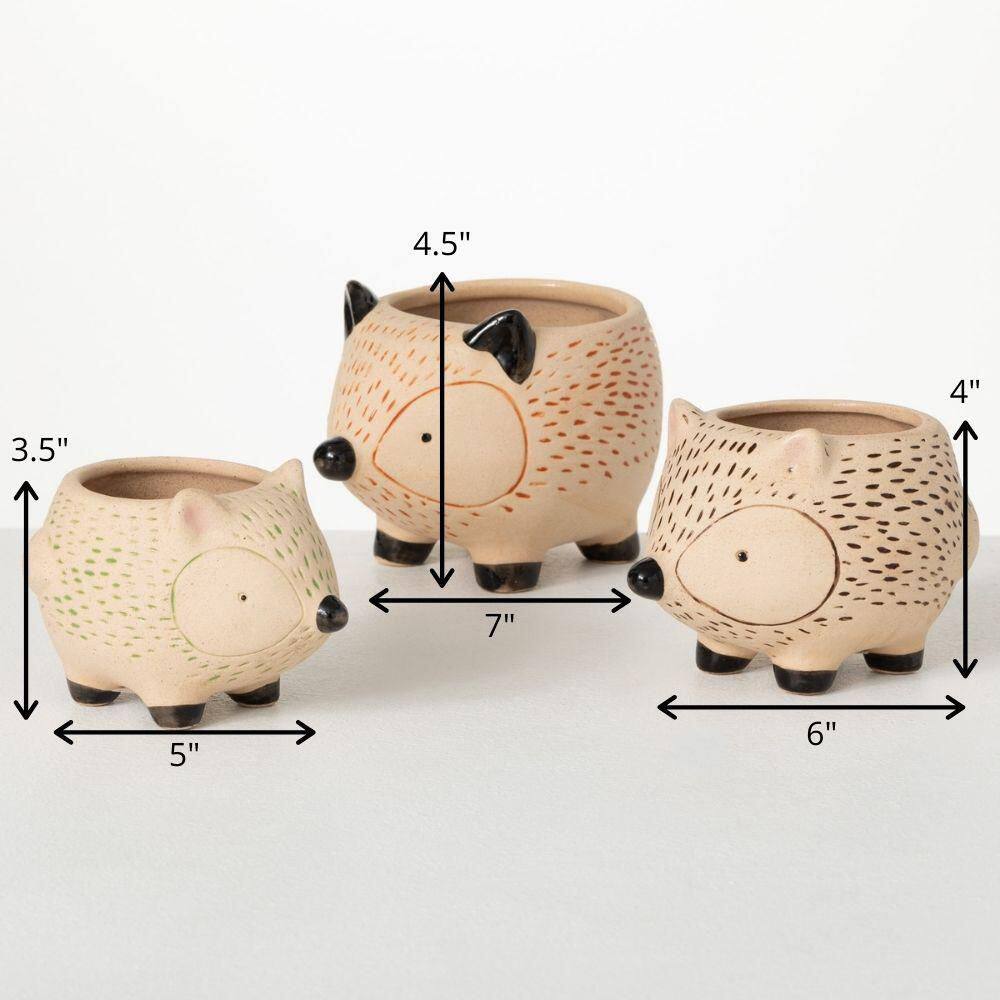 SULLIVANS 4.5quot 4quot and 3.5quot Kitschy Hedgehog Ceramic Planter (Set of 3) N2757