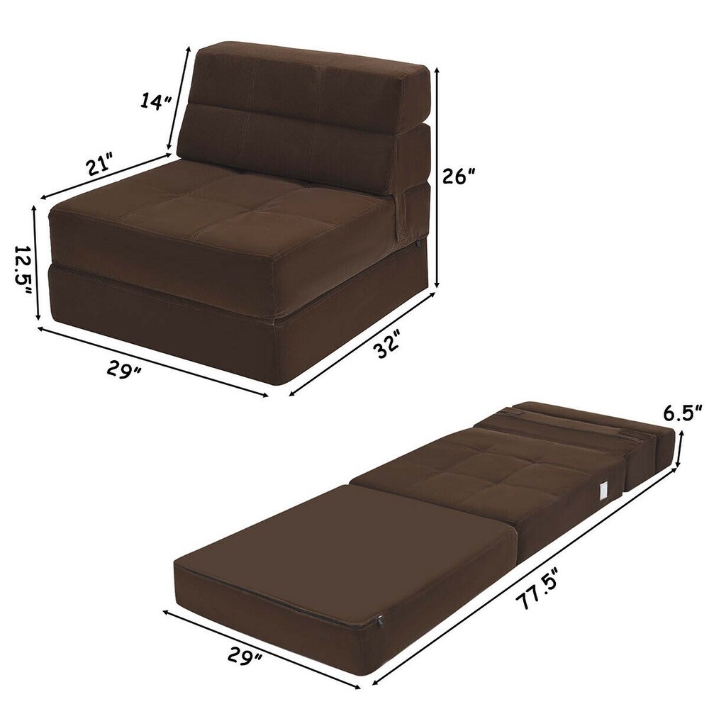 Tri Fold Fold Down Chair Sleeper Dorm Game Bed Couch Lounger