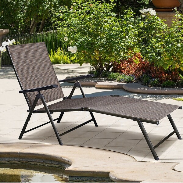 2PCS Pool Chaise Lounge Chair Recliner Outdoor Patio Furniture - See Details