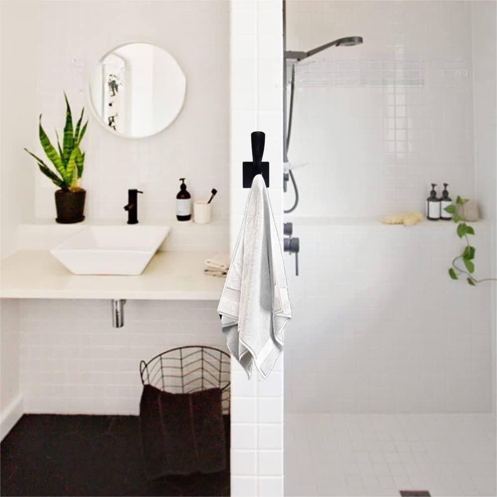 Dracelo Wall Mounted Bathroom Black Hand Towel Robe Hooks 4 Pack B0B8C696MS