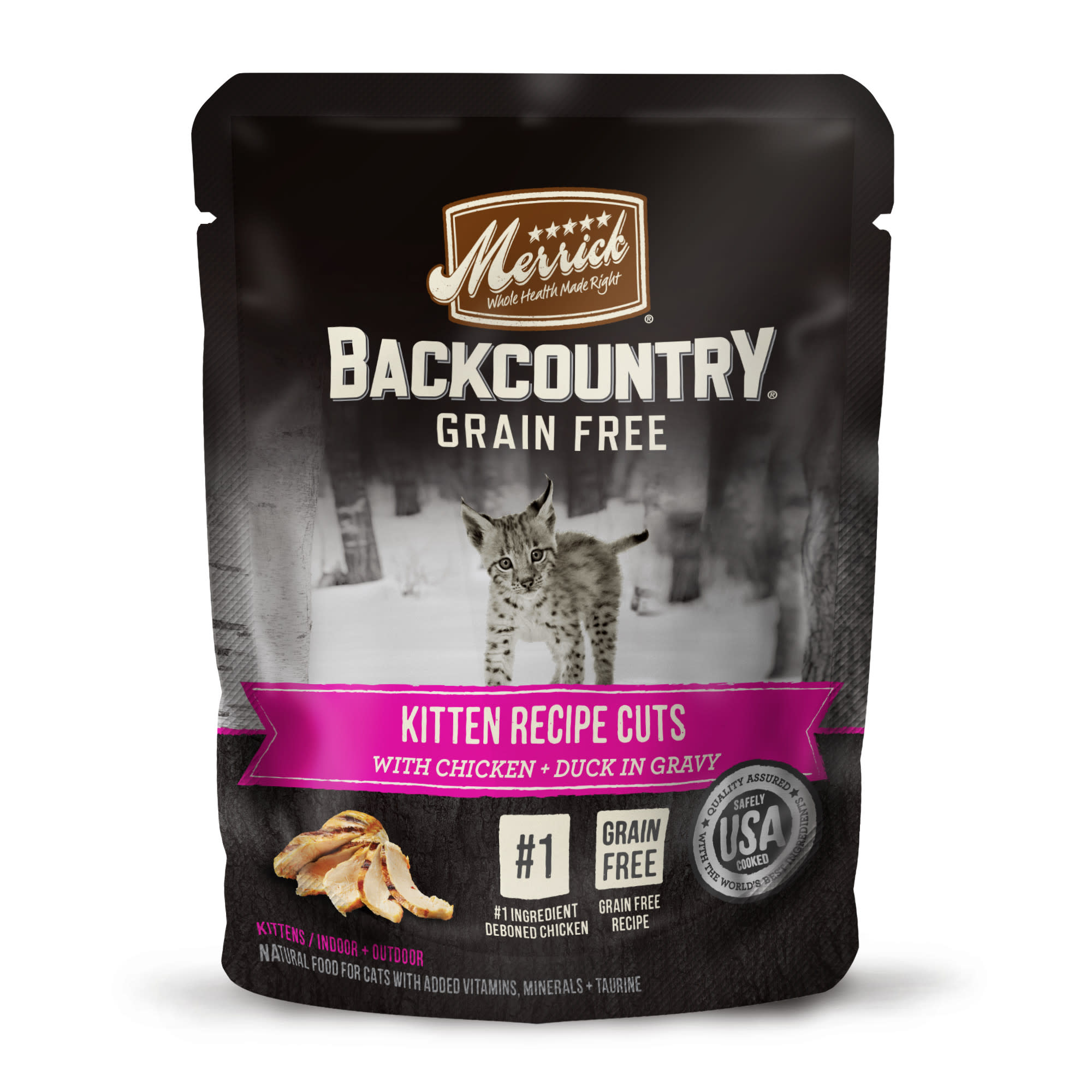 Merrick Backcountry Grain Free Kitten Recipe Cuts in Gravy Wet Cat Food， 3 oz.， Case of 24