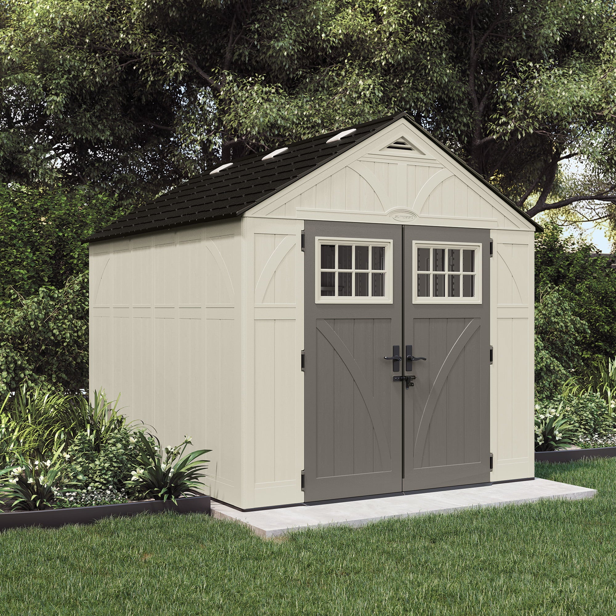 Suncast 8 x 10 ft. Metal and Resin Storage Shed, Vanilla