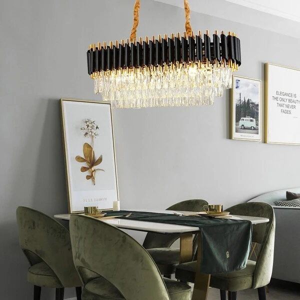 Modern 8-Light Chandelier K9 Crystal Light Fixture - 31.4''