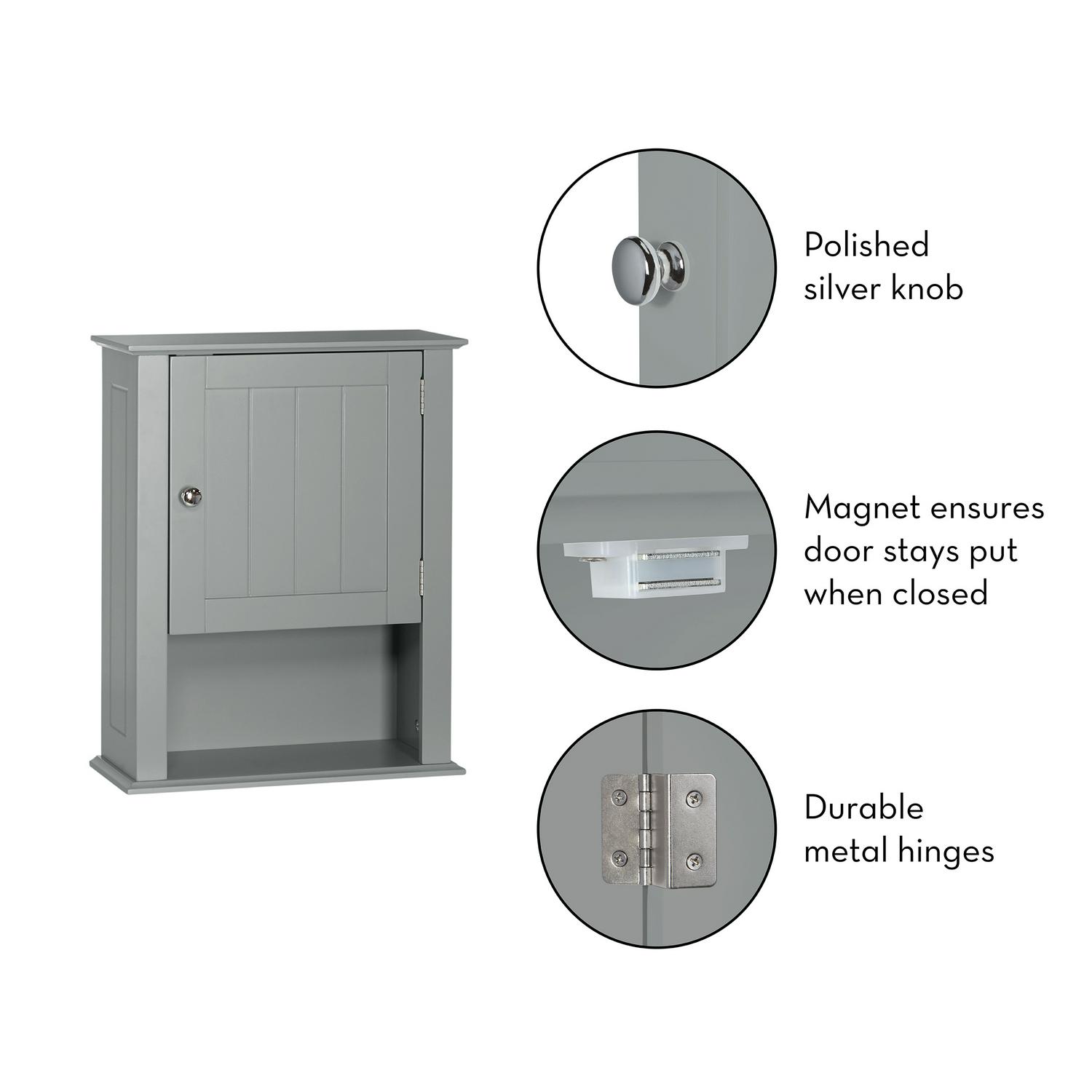 RiverRidge Home Ashland Bath Single Door Wall Storage Cabinet with Open Shelf， White