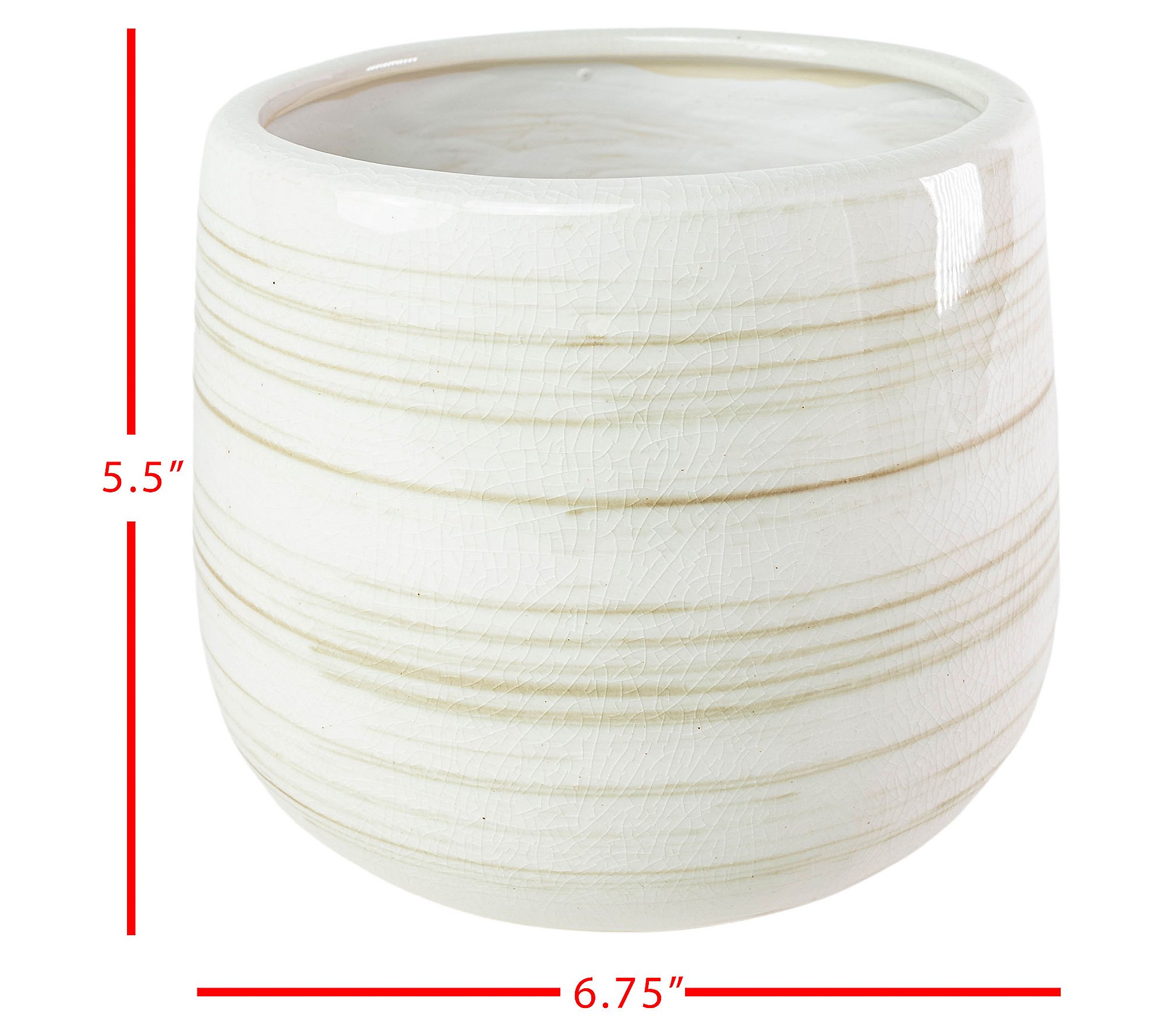 Foreside Home and Garden White Swirl Stoneware Planter