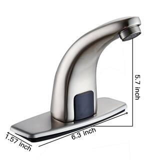 FORCLOVER Automatic Sensor Touchless Single-Hole Bathroom Faucet with Deck Plate in Brushed Nickel FRIMFYT05BN