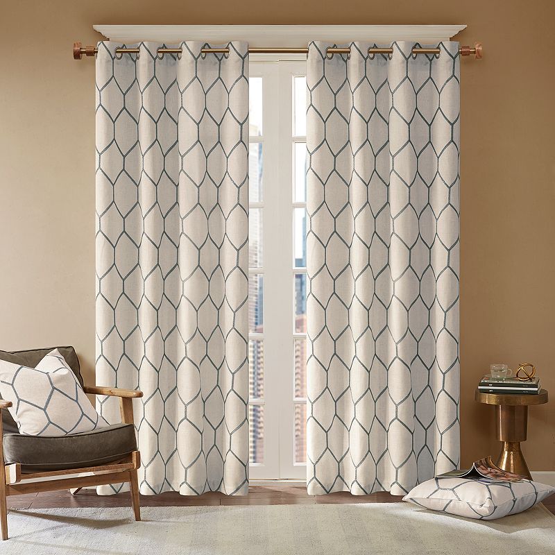 Madison Park Asher 1-Panel Light Filtering Grommet Window Curtain