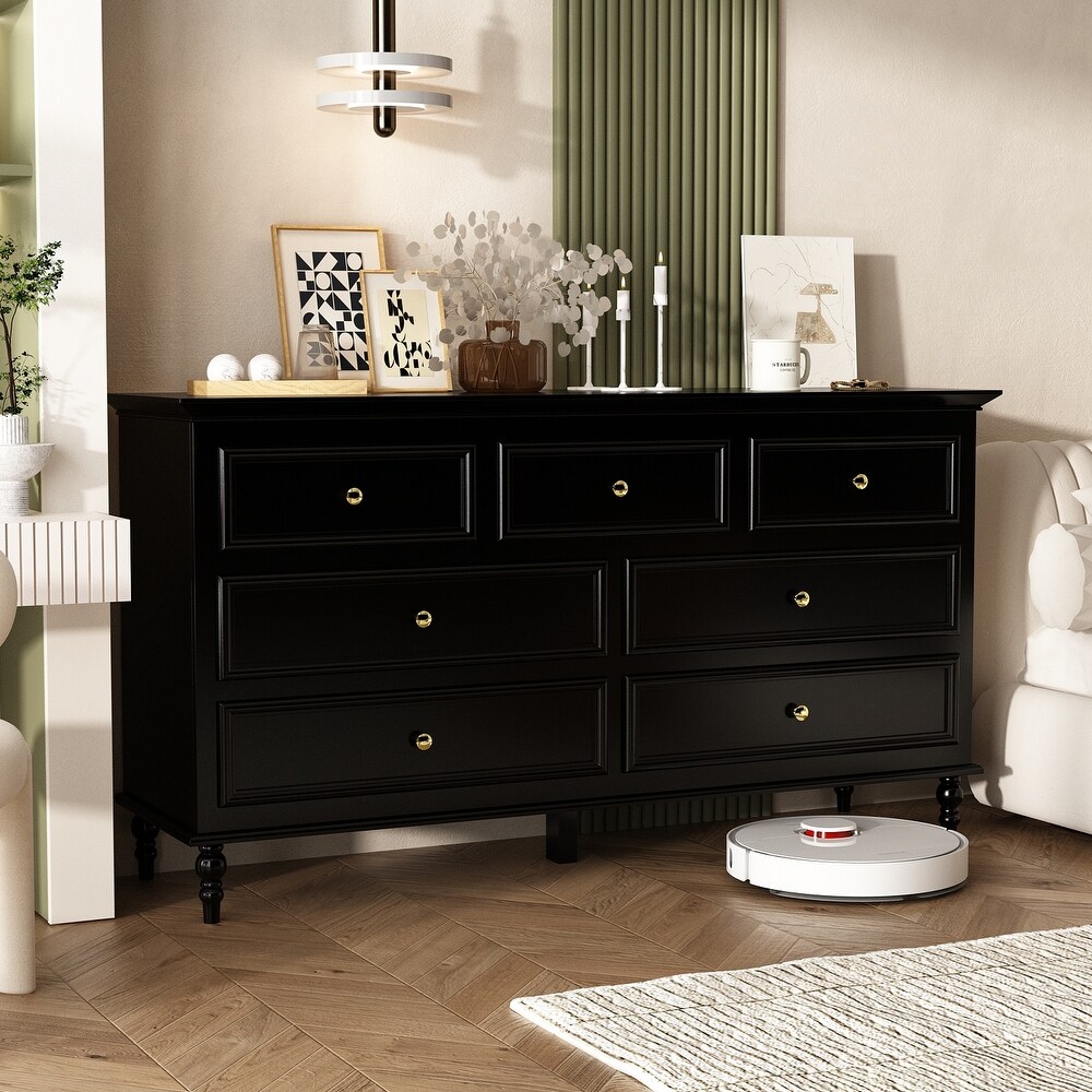 7 Drawer Double Dresser Chest Dresser Sideboard Lacquer For Bedroom