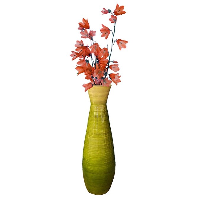 Uniquewise Classic Bamboo Floor Vase Handmade  For Dining  Living Room  Entryway  Fill Up With Dried Branches Or Flowers