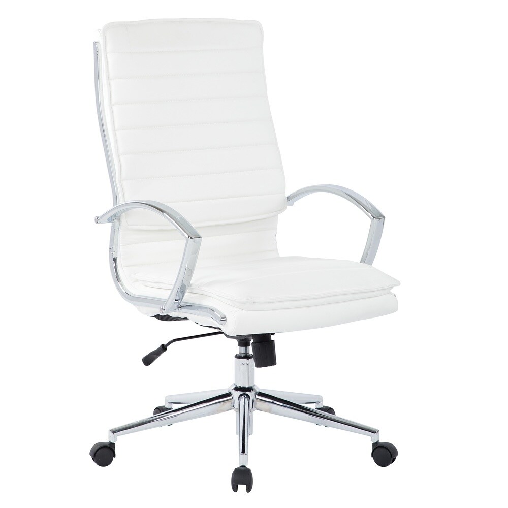 High Back Professional Managers Faux Leather Chair with Chrome Base and Removable Sleeves