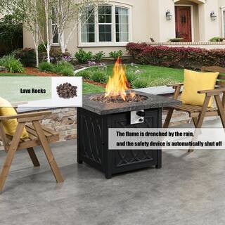 CASAINC 32 in. Metal 50000 BTU Propane Fire Pit Table Patio Gas Fire Pit with Lid and Lava Rock WFEHFP-03-A