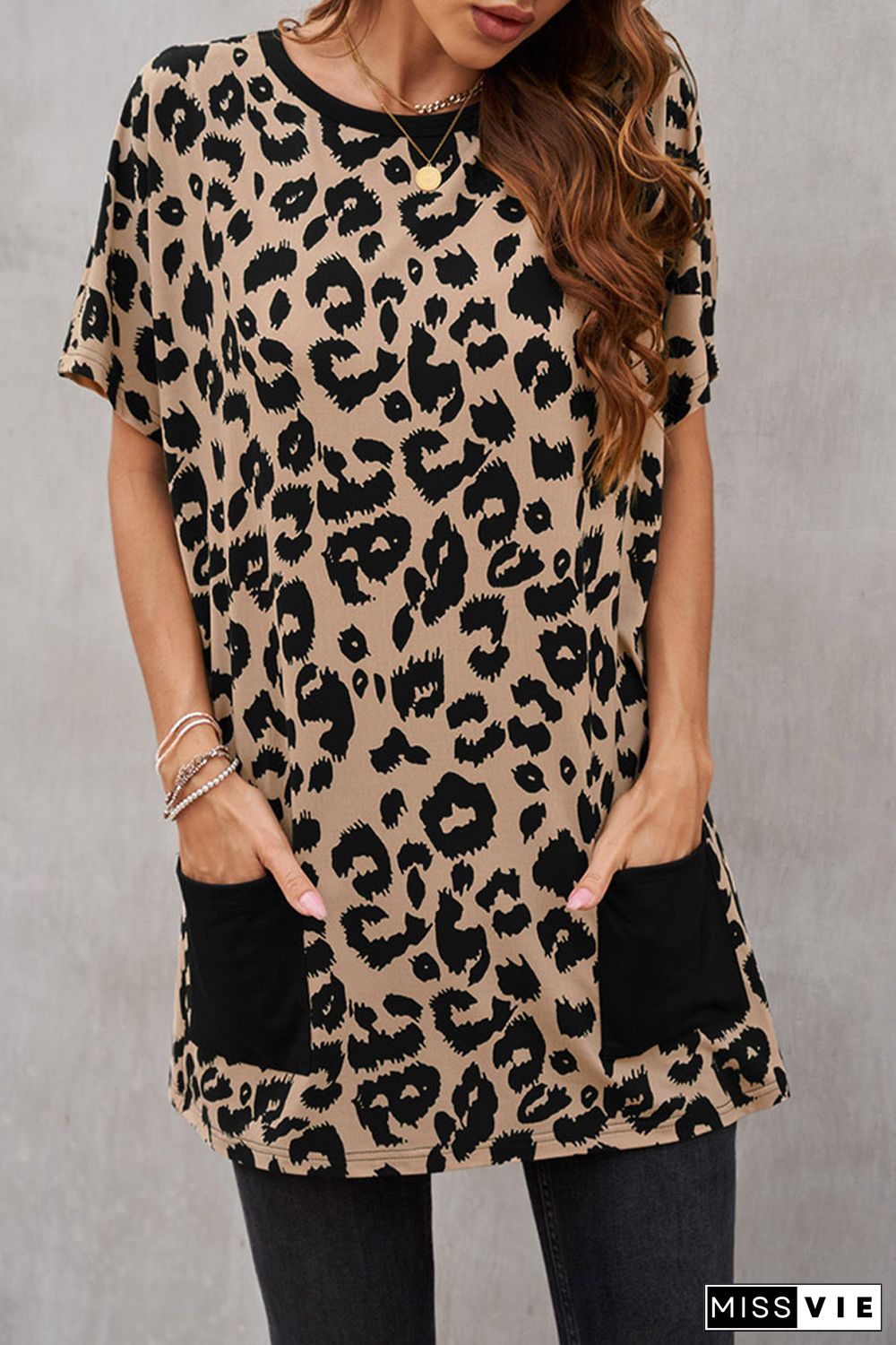 Print Pocketed T-Shirt Mini Dress