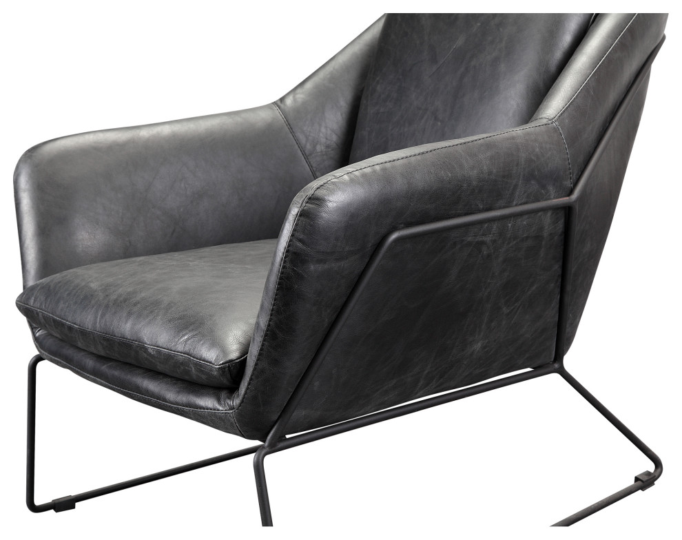 First of A Kind Greer Club Chair Onyx Black Leather   Midcentury   Armchairs And Accent Chairs   by First of a Kind USA Inc  Houzz