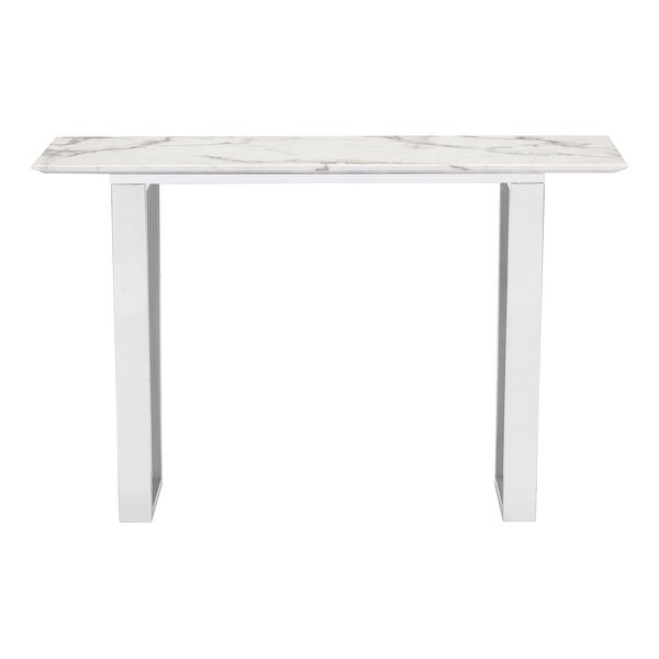 Ben Air Console Table White and Silver - N/A