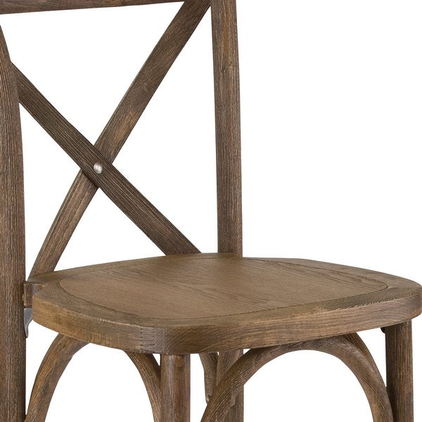 2 Pack HERCULES Series Dark Antique Wood Cross Back Barstool