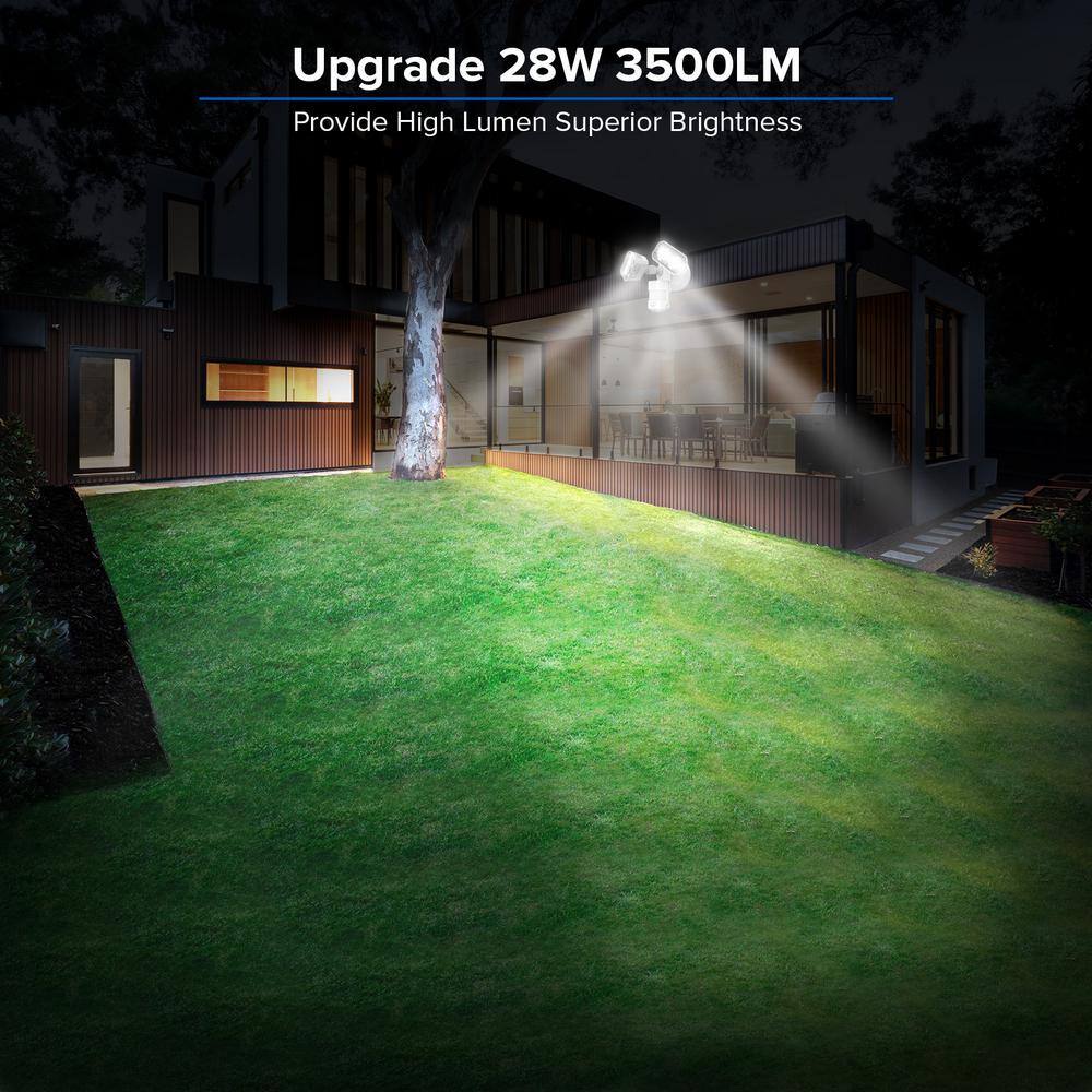 SANSI 28-Watt 350W Equivalence 180-Degree 3500 Lumens White Motion Activated Outdoor Integrated LED Dusk to Dawn Flood Light 01-04-001-012801