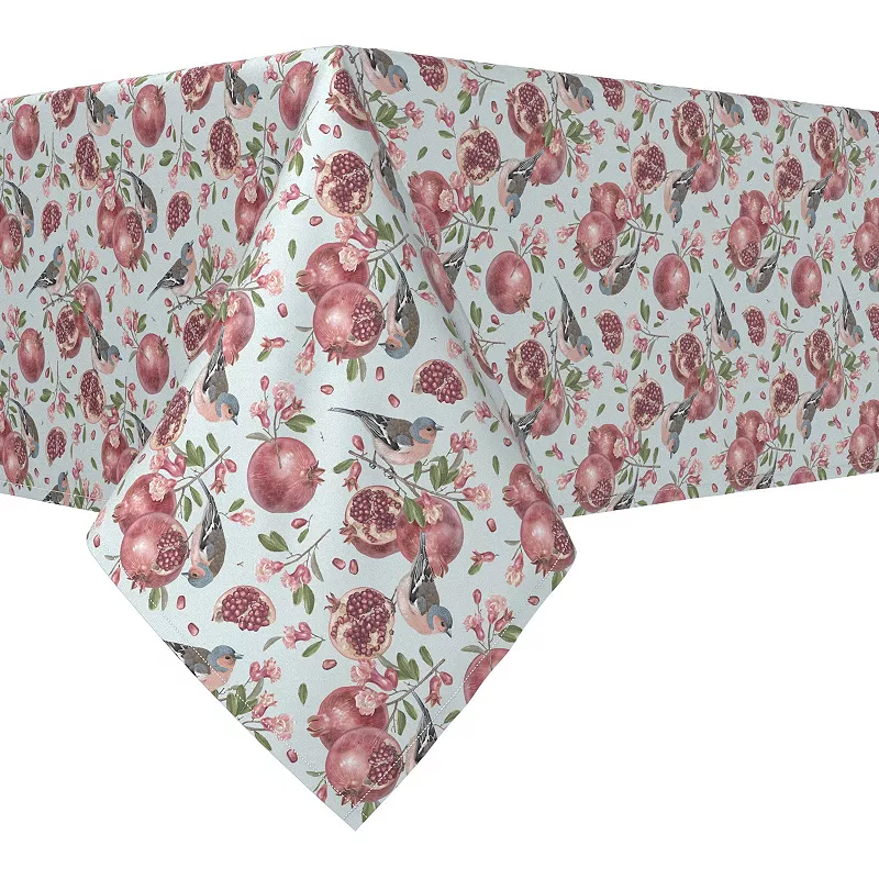 Rectangular Tablecloth， 100% Cotton， 52x84， Pomegranate Trees and Birds