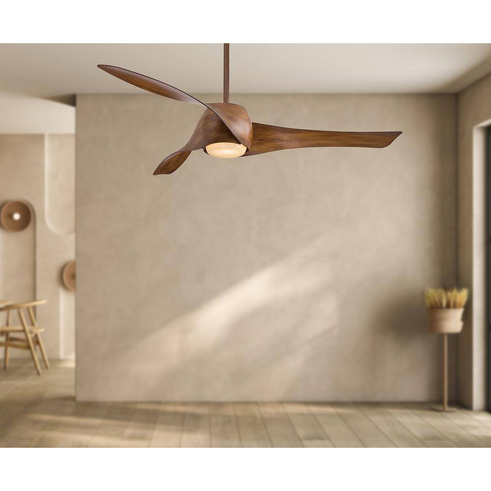 MINKA-AIRE Artemis 58 in. Integrated LED Indoor Distressed Koa Ceiling Smart Fan with Light and Remote Control F803DL-DK