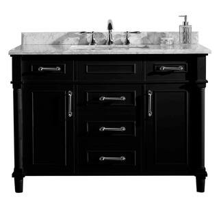 Home Decorators Collection Aberdeen 48 in. W x 22 in. D x 34.5 in. H Bath Vanity in Black with White Carrara Marble Top Aberdeen 48B