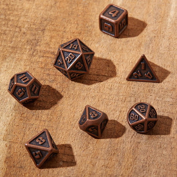 Brybelly Mini Metal Dice Set  Ancient Copper