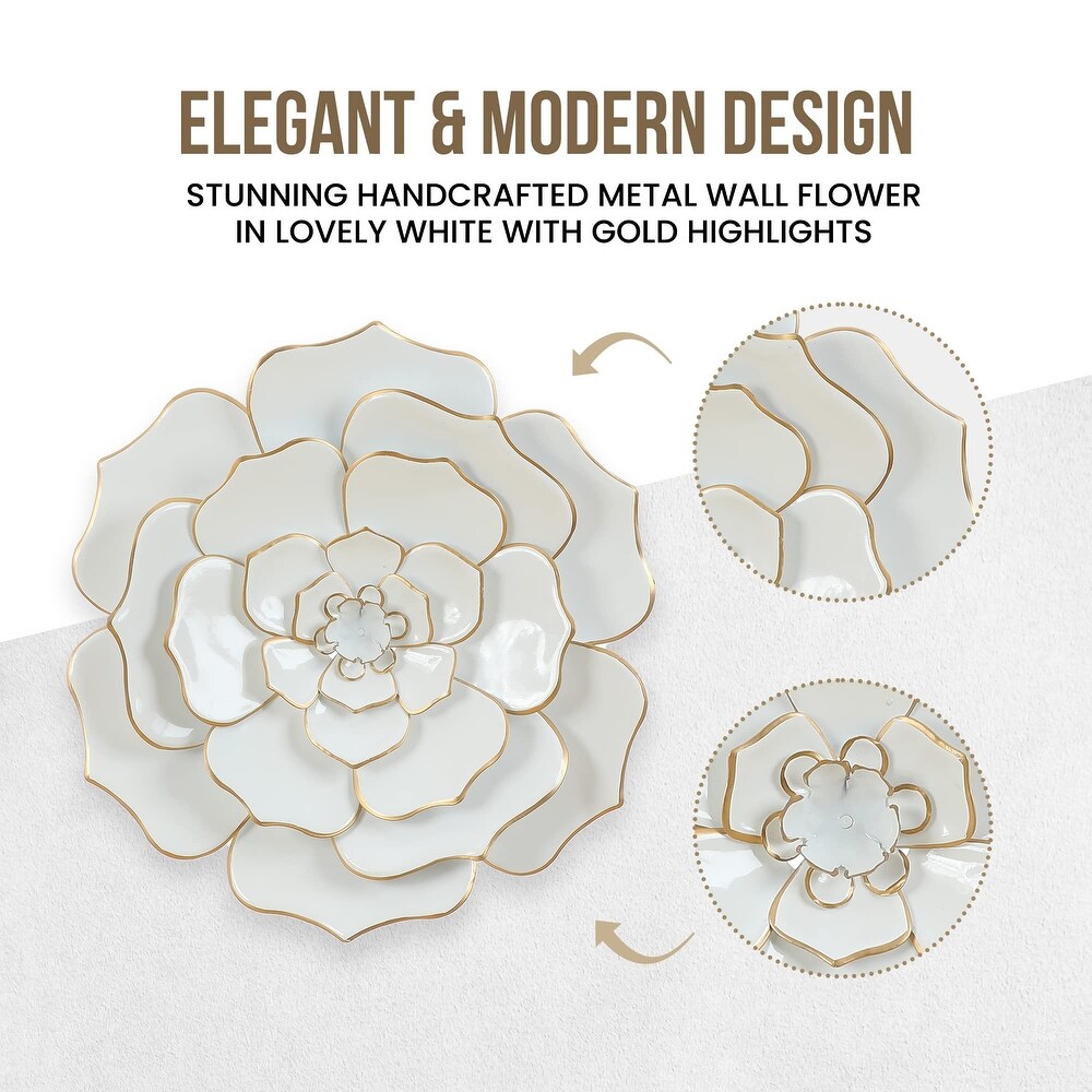 Carson Carrington Mjugg White Metal Flower Wall Art