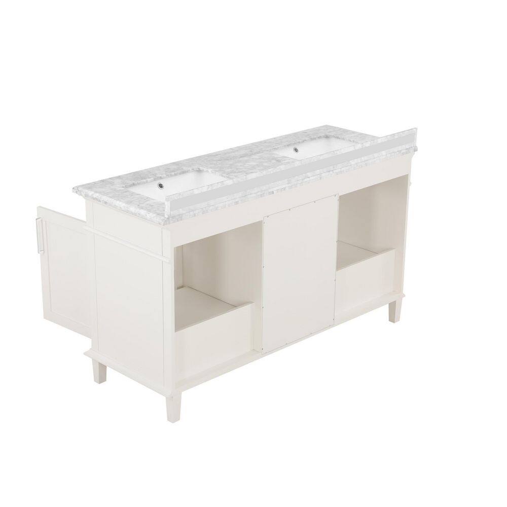 Home Decorators Collection Sonoma 60 in. W x 22 in. D x 34.50 in. H Bath Vanity in Off White with Carrara Marble Top Sonoma 60OW