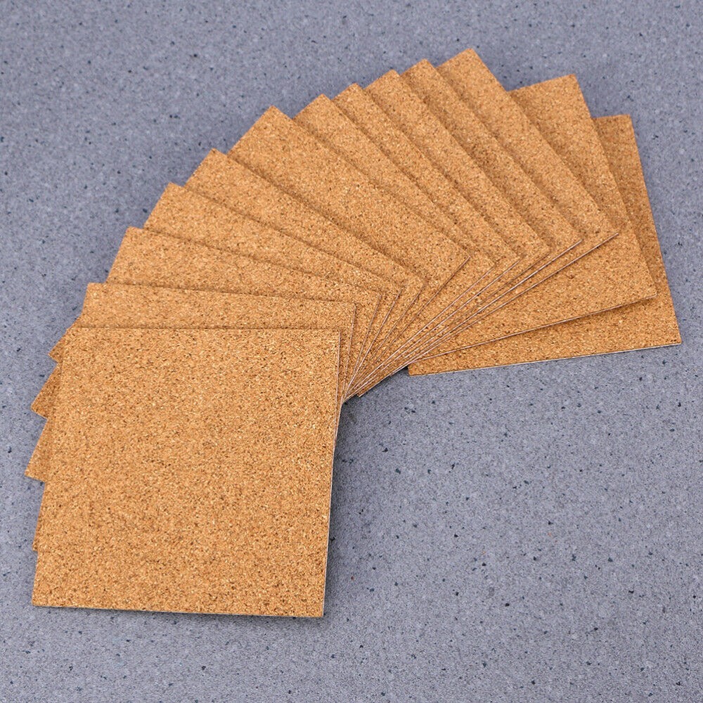 QIFEI 50Pcs Self Adhesive Cork Squares， Strong Cork Adhesive Sheets， Reusable Cork Board Cork Backing Sheets， Mini Wall Cork Tiles Mat for Coasters and DIY Crafts Brown