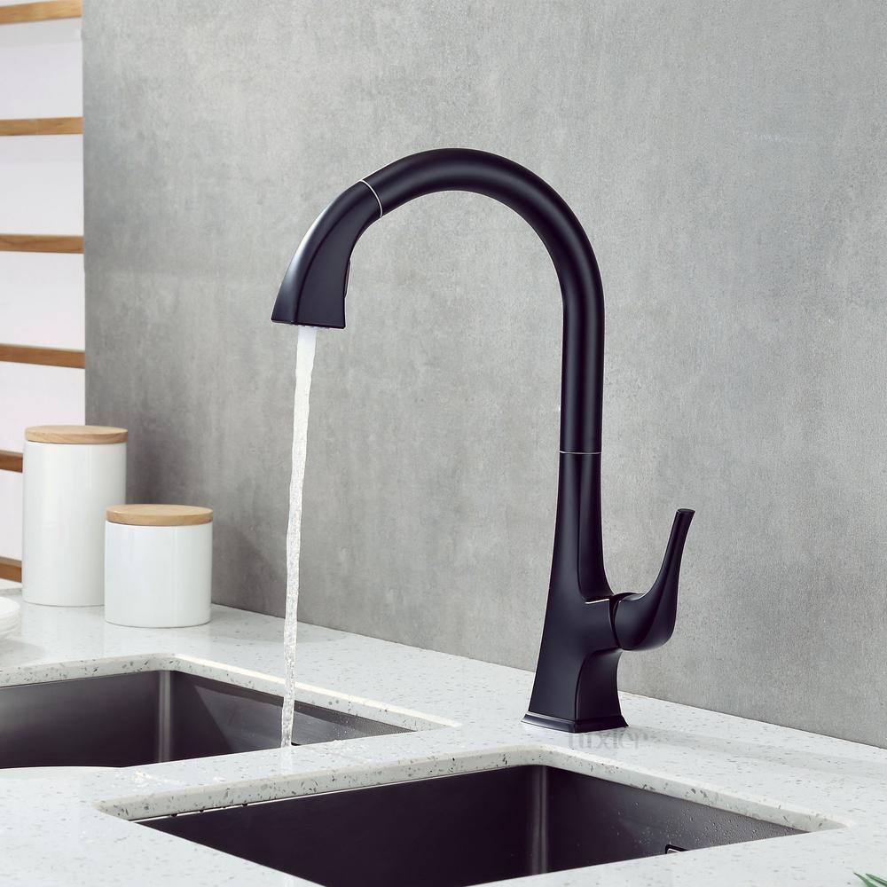 LUXIER Single-Handle Pull-Down Sprayer Kitchen Faucet with 2-Function Sprayhead in Matte Black KTS20-TM