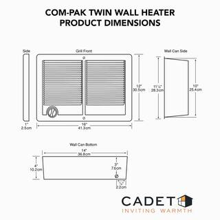 Cadet 240208-volt 30002250-watt Com-Pak Twin In-wall Fan-forced Electric Heater in White CSTC302W