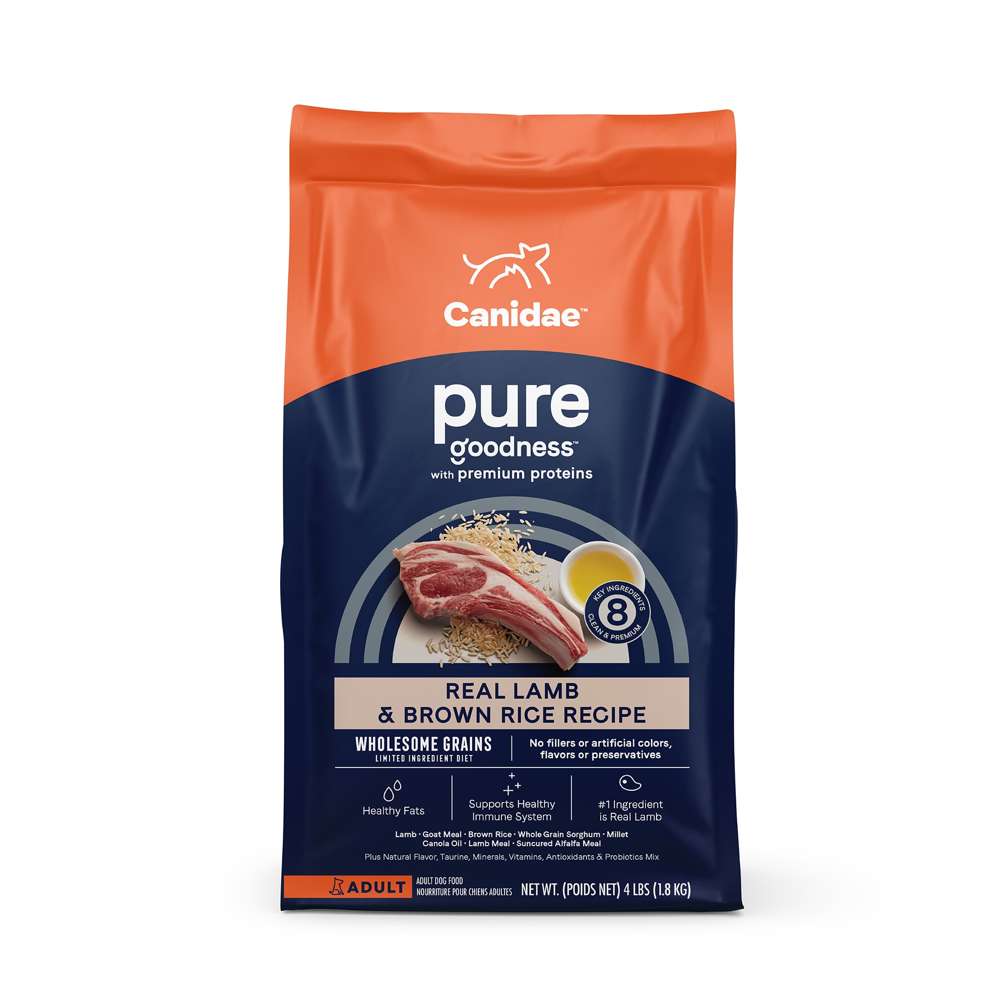 CANIDAE Pure Real Lamb amp; Brown Rice Recipe Dry Dog Food， 24 lbs.