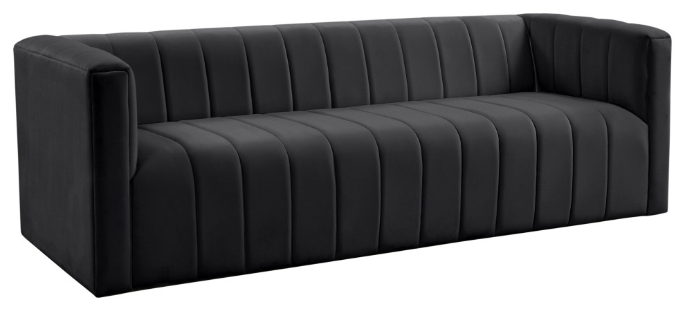 Norah Black Velvet Sofa   Black   Contemporary   Sofas   by Homesquare  Houzz