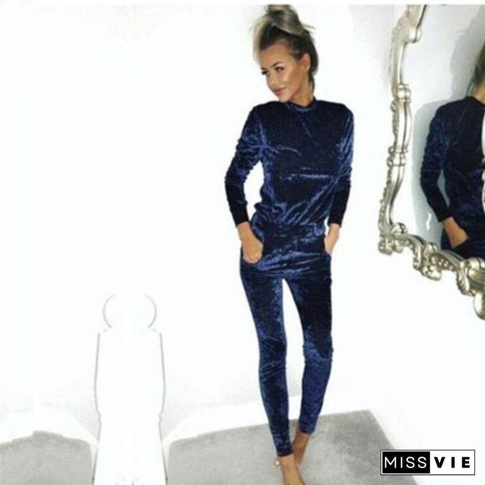 New Womens Bodysuit Velvet Keep Warm Long Sleeve Rompers Womens Jumpsuit