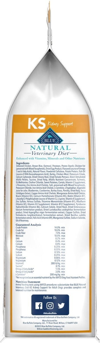 Blue Buffalo Natural Veterinary Diet KS Kidney Support Dry Dog Food