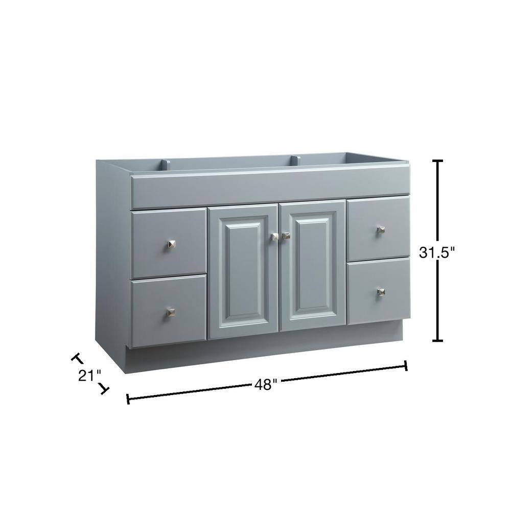 Design House Wyndham 48 in. W x 21 in. D Ready to Assemble Bath Vanity Cabinet Only in Gray 597286