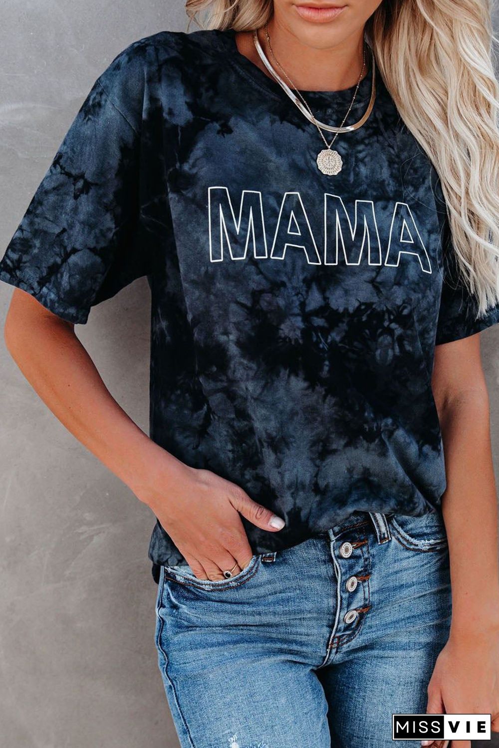 Vintage Tie Dye MAMA Printed Tee